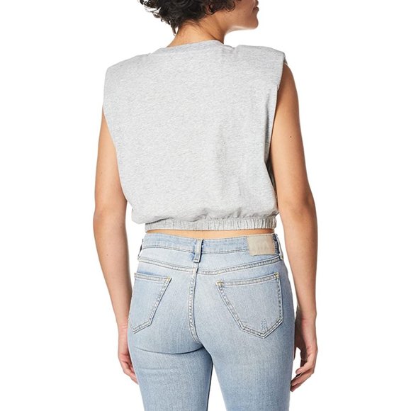 NWT - Calvin Klein Women's Banded Crop Shoulder Pad Tee - Picture 3 of 7